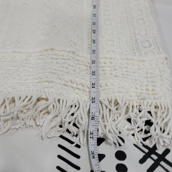 NWOT Ralph Lauren Ivory Crochet Overlay Fringe Hem Shift Dress Size XS - Picture 5 of 9